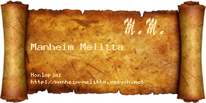 Manheim Melitta névjegykártya